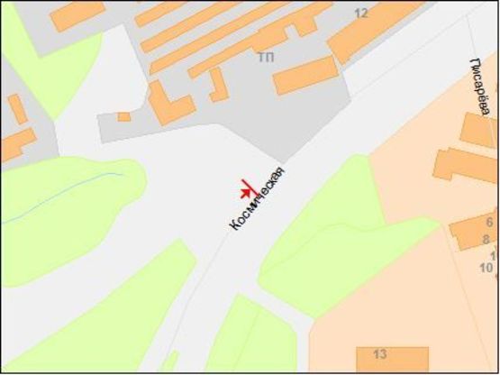 Схема рекламної площини за адресою Космическая ул., областная детская больница, из центра