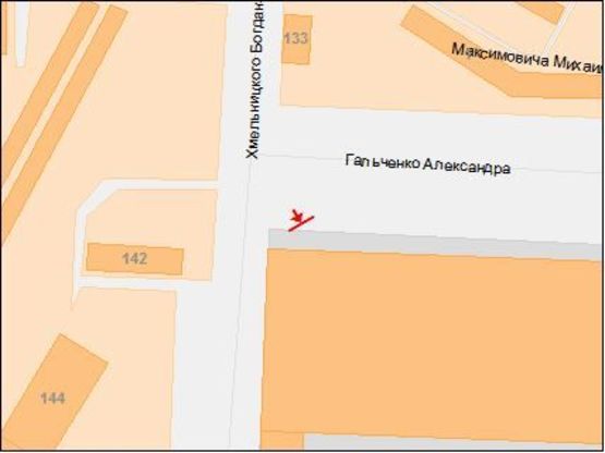 Схема рекламной плоскости по адресу Богдана Хмельницкого пр. - Гальченко пр., из центра