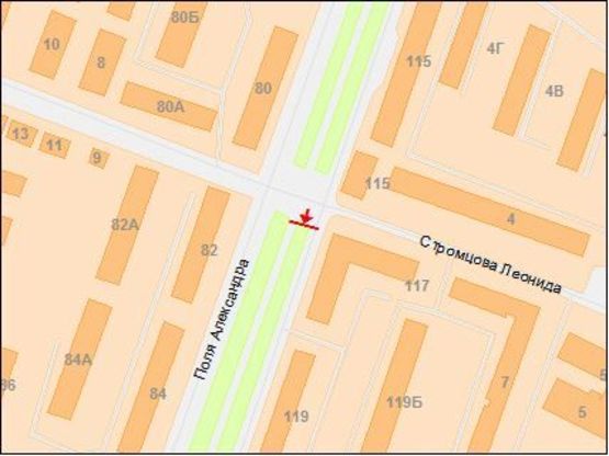 Схема рекламної площини за адресою Поля пр. - Стромцова ул., из центра