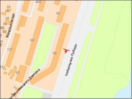 Схема рекламної площини за адресою Набережная Победы ул., 58, возле "Приватбанк"