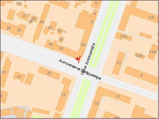 Схема рекламной плоскости по адресу Поля пр. - Антоновича ул.