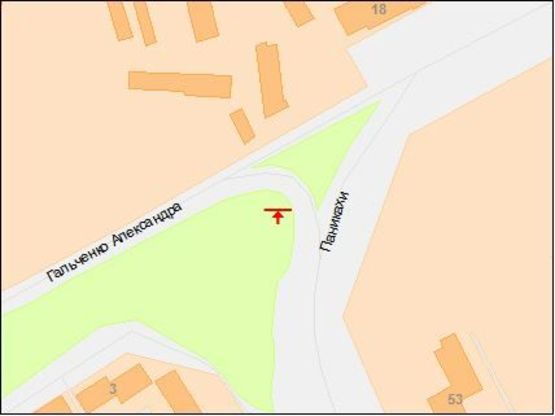 Схема рекламної площини за адресою Паникахи ул., 18, в центр