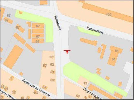 Схема рекламной плоскости по адресу Янтарная ул., 65 - Калиновая ул.