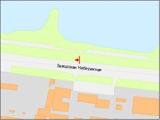 Схема рекламної площини за адресою Заводская Набережная ул., мебельный комбинат "Прогресс", в центр