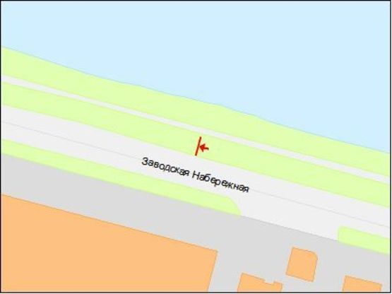 Схема рекламної площини за адресою Заводская Набережная ул., возле завода "ЕВРАЗ", из центра