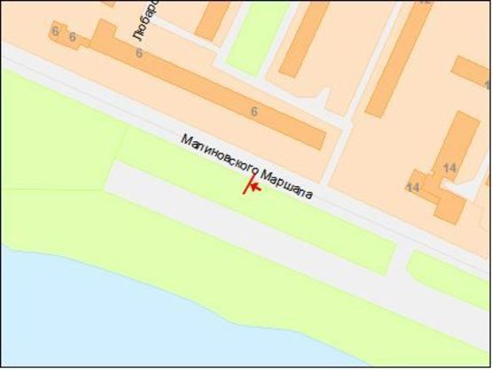 Схема рекламної площини за адресою Малиновского ул., 6, в центр