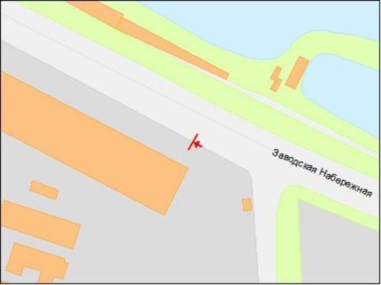 Схема рекламной плоскости по адресу Заводская Набережная ул., возле завода им. Петровского, из центра