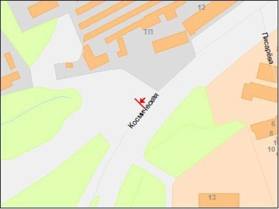 Схема рекламной плоскости по адресу Космическая ул., областная детская больница, в центр