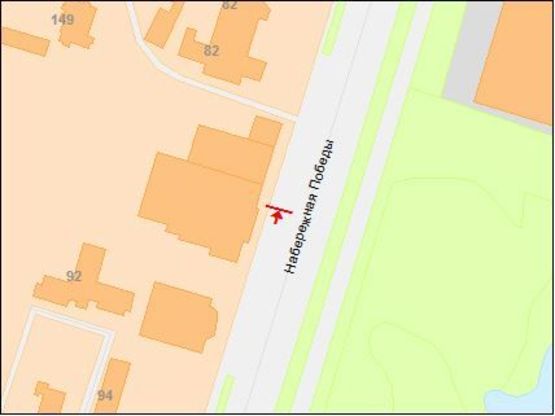 Схема рекламной плоскости по адресу Набережная Победы ул., 86, в центр