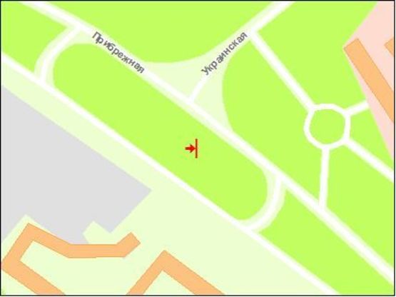 Схема рекламної площини за адресою Набережна магістраль - вул.Українська (коло) , напрямок руху до вокзалу
