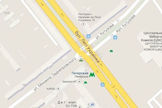 Схема рекламної площини за адресою Лесі Українки бульв., 26 - Алмазова Генерала вул. (Кутузова вул.), №1 ("McDonald's") (4- в напр. бульв.Дружби Народів)