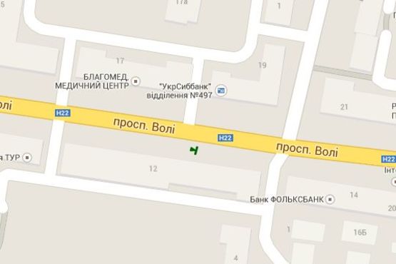 Схема рекламної площини за адресою Волі просп., 12