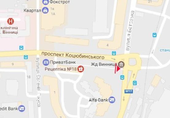 Схема рекламной плоскости по адресу Коцюбинского ул. - Привокзальная ул.