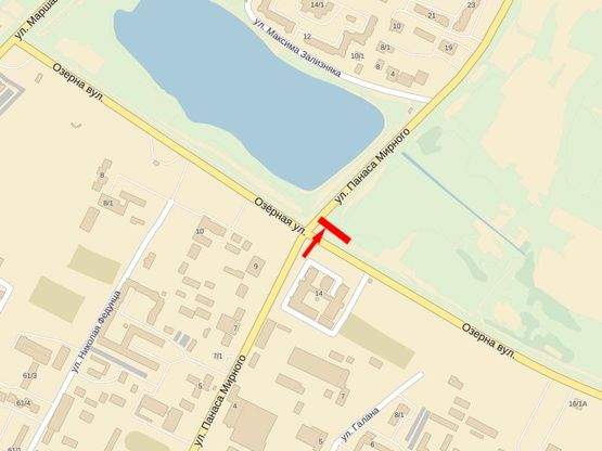 Схема рекламної площини за адресою Мирного П. ул. - ул. Озерная Схема рекламної площини за адресою Мирного П. ул. - ул. Озерная