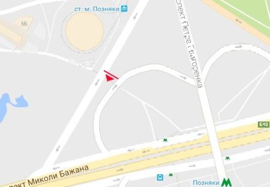 Схема рекламної площини за адресою Григоренко Петра пр. - Бажана пр., №2