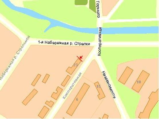 Схема рекламної площини за адресою ул.Наб. р. Стрелки-ул. Кооперативная призматорн