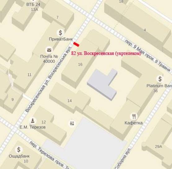 Схема рекламной плоскости по адресу ул. Воскресенская (укртелеком)