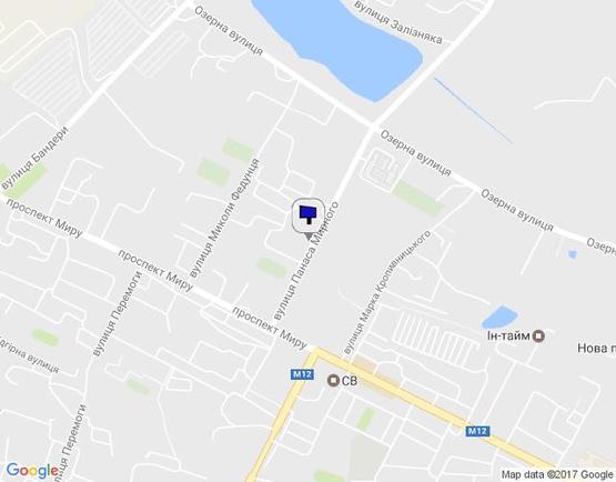 Схема рекламной плоскости по адресу вул. П.Мирного біля буд №5