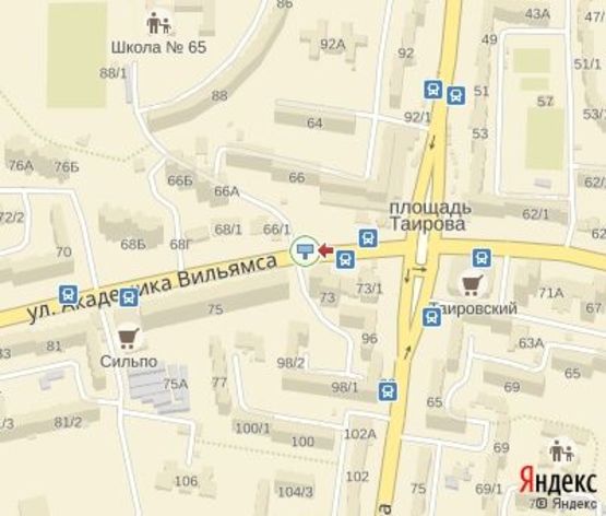 Схема рекламної площини за адресою Вильямса ул., 73/3 - Королева ул. Схема рекламної площини за адресою Вильямса ул., 73/3 - Королева ул.