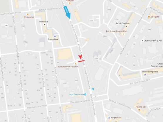 Схема рекламної площини за адресою Клочковская ул., 171а, в центр   ( VIP ) Схема рекламної площини за адресою Клочковская ул., 171а, в центр   ( VIP )