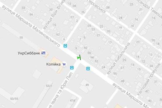 Схема рекламной плоскости по адресу Маршала Малиновського вул. - Гайдара вул., (призма) (ліва)