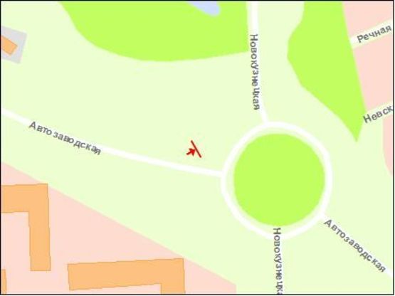 Схема рекламной плоскости по адресу вул.Автозаводська - вул.Новокузнецька, обличчям від кола, ліва площина
