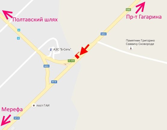 Схема рекламной плоскости по адресу Симферопольское шоссе-пос. Высокий-пост ГАИ-флажок №3 (выезд из города)