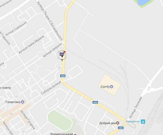 Схема рекламной плоскости по адресу просп. Свободы (ул.60л.Октября), перекр. с ул. Халаменюка и Соборной (Ленина), район ТЦ «Амстор» (супермаркеты «Сильпо», «Comfy», «Марафон»)