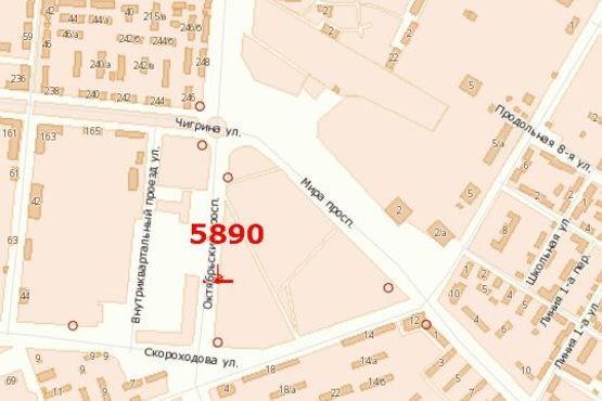 Схема рекламной плоскости по адресу Богоявленський просп. (Жовтневий просп.) - Кузнецька вул. (Скороходова вул.) - Будівельників вул. Схема рекламной плоскости по адресу Богоявленський просп. (Жовтневий просп.) - Кузнецька вул. (Скороходова вул.) - Будівельників вул.