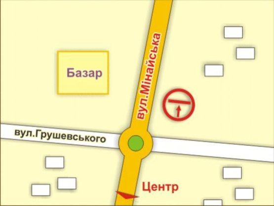 Схема рекламної площини за адресою м. Ужгород, вул. Грушевського – Минайська