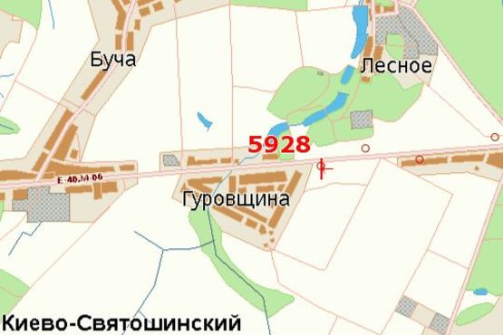 Схема рекламной плоскости по адресу Київ - Житомир, 17км+300м до Києва (зліва в  напр. м.Житомира)