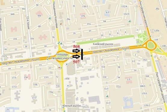 Схема рекламной плоскости по адресу просп. Академика Глушко - Золотой дюк (призма левая)