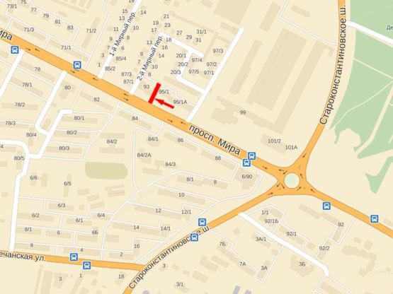 Схема рекламної площини за адресою Мира пр-т, 95/1 Схема рекламної площини за адресою Мира пр-т, 95/1