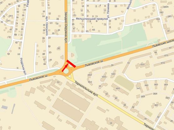 Схема рекламної площини за адресою Львовское шоссе, круг, з-д "Катион"