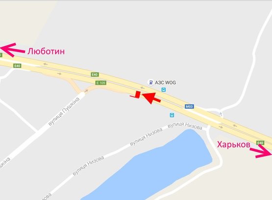 Схема рекламной плоскости по адресу Трасса Киев-Харьков-466 км-пос. Коротыч-возле АЗС WOG-в ст. Люботина Схема рекламной плоскости по адресу Трасса Киев-Харьков-466 км-пос. Коротыч-возле АЗС WOG-в ст. Люботина