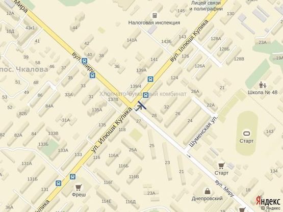 Схема рекламної площини за адресою Ул.И.Кулика и ул.Мира Схема рекламної площини за адресою Ул.И.Кулика и ул.Мира