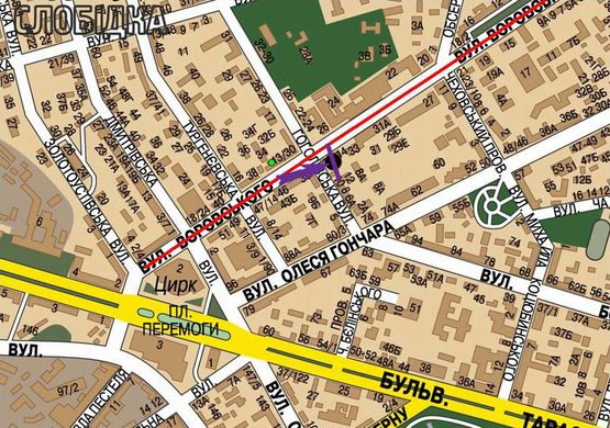 Схема рекламной плоскости по адресу вул. Бульварно-Кудрявская / вул. Гоголtвськаz в напрявлении Львовськойї пл.