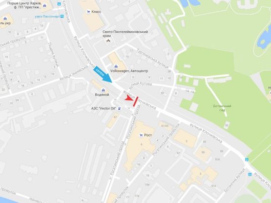 Схема рекламної площини за адресою Клочковская ул. - Рогатинский проезд, в центр Схема рекламної площини за адресою Клочковская ул. - Рогатинский проезд, в центр