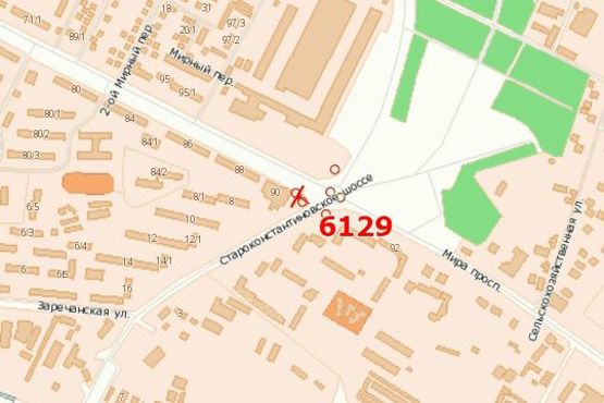 Схема рекламної площини за адресою Миру просп. - Старокостянтинівське шосе Схема рекламної площини за адресою Миру просп. - Старокостянтинівське шосе