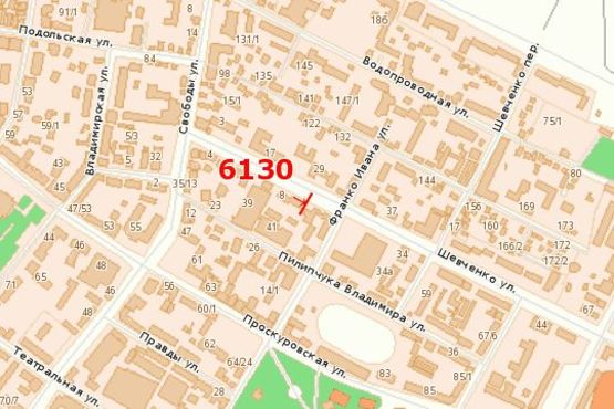 Схема рекламной плоскости по адресу Шевченка вул. - Свободи вул.