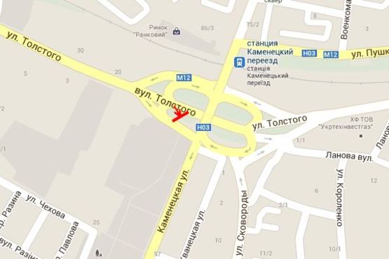 Схема рекламної площини за адресою Толстого вул. - Кам`янецька вул. Схема рекламної площини за адресою Толстого вул. - Кам`янецька вул.