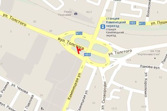 Схема рекламной плоскости по адресу Толстого вул. - Кам`янецька вул. Схема рекламной плоскости по адресу Толстого вул. - Кам`янецька вул.