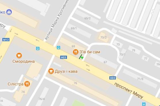 Схема рекламной плоскости по адресу Миру просп., 65