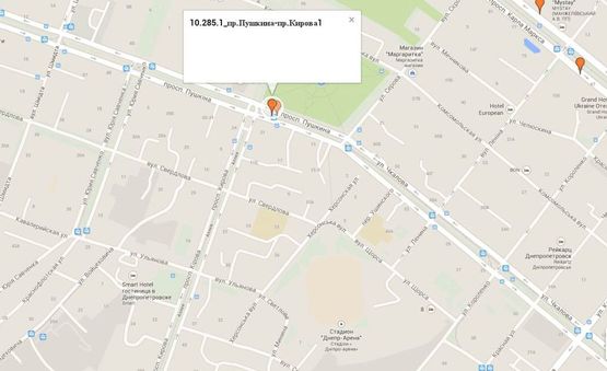 Схема рекламної площини за адресою пр.Пушкина / пр.Кирова, №1 Схема рекламної площини за адресою пр.Пушкина / пр.Кирова, №1