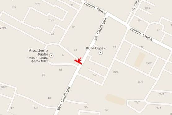 Схема рекламной плоскости по адресу Свободи вул., 4 Схема рекламной плоскости по адресу Свободи вул., 4