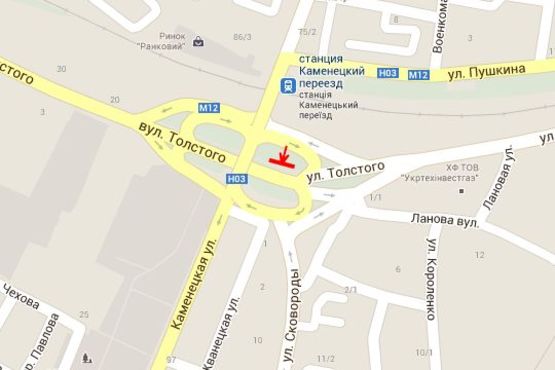 Схема рекламної площини за адресою Кам`янецька вул. - Толстого вул. Схема рекламної площини за адресою Кам`янецька вул. - Толстого вул.