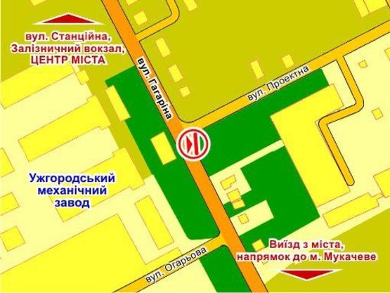 Схема рекламної площини за адресою м. Ужгород, вул. Гагаріна – Проектна