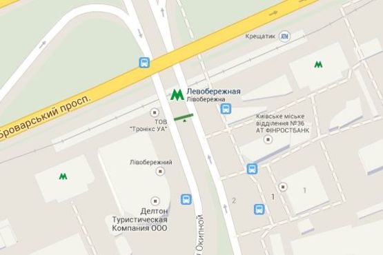 Схема рекламної площини за адресою Сверстюка Євгена вул. (Марини Раскової вул.), cт. метро  "Лівобережна"; розподільник біля мосту Схема рекламної площини за адресою Сверстюка Євгена вул. (Марини Раскової вул.), cт. метро  "Лівобережна"; розподільник біля мосту