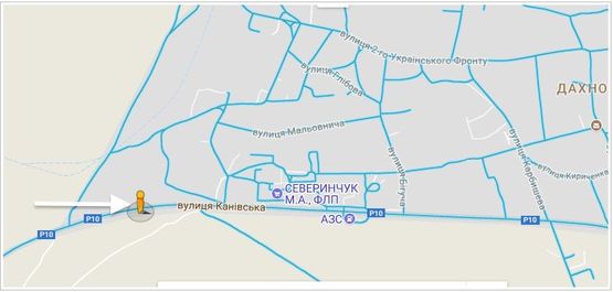 Схема рекламной плоскости по адресу ул.Дахновская  вьезд в Черкассы с стороны  Канева - Киева Схема рекламной плоскости по адресу ул.Дахновская  вьезд в Черкассы с стороны  Канева - Киева