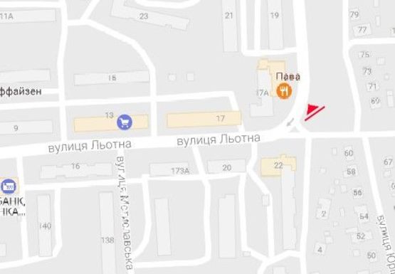 Схема рекламной плоскости по адресу Льотна ул., 17а